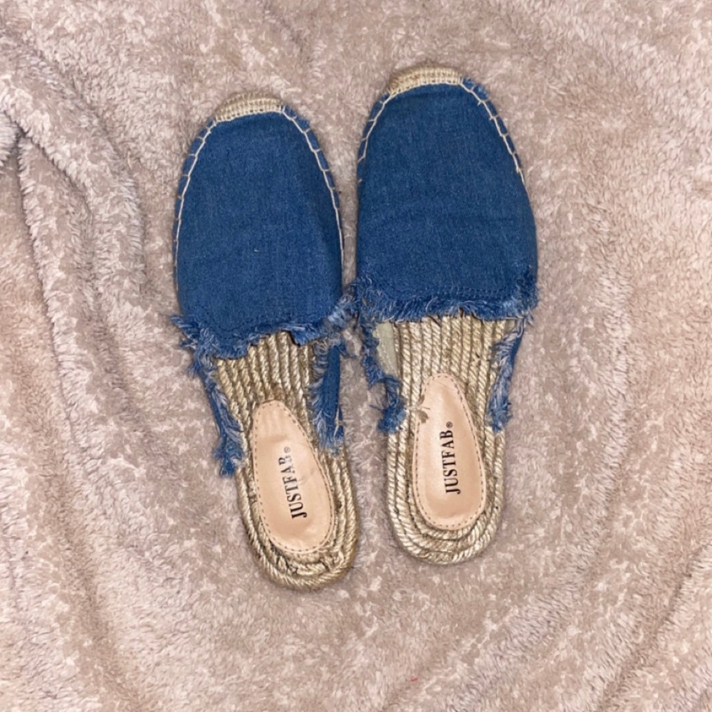 JustFab Denim Espadrille Mules